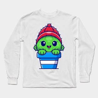 Cute baby cactus cartoon design Long Sleeve T-Shirt